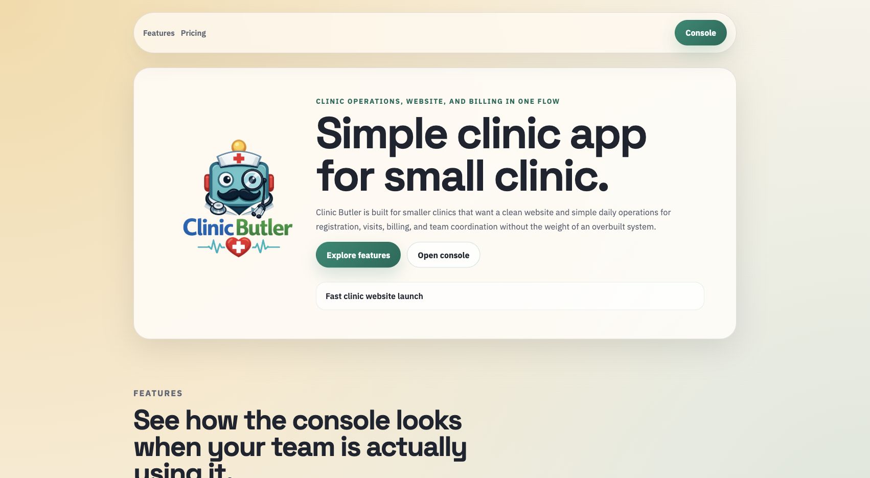Clinic Butler public product page